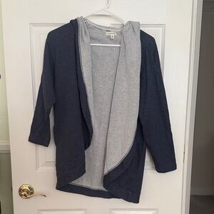 Navy and Gray Open Front Cardigan